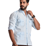 Men's Rajputana Hunting Styled Sky Blue Shirt | Regal Outdoor Wear